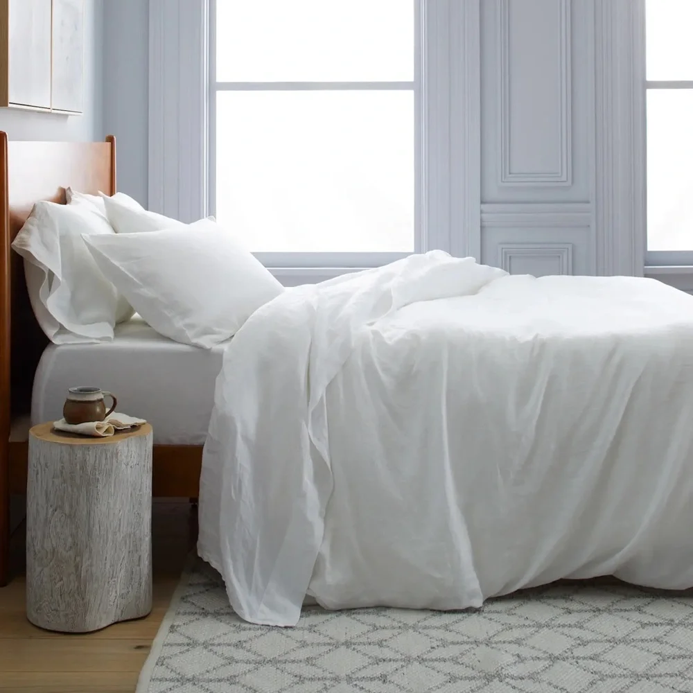 QUINCE European Linen Duvet Cover King/Cal King White 6844